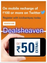 Mobile Recharge Rs. 25 extra on below Rs. 99, Rs. 50 Extra on above Rs. 100 at ICICIBankPay