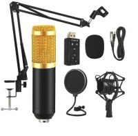 [Apply coupon] Powerpak BM-800 Professional Condenser Microphone Kit With Scissor Stand Sound Card Pop Filter XLR Cable Foam Cap and Shock Mount (Black)