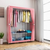 [Prepaid] Flipkart SmartBuy 3-Door 6-Shelf PP (Polypropylene) Collapsible Wardrobe  (Finish Color - Pink Dot)
