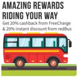 RedBus 20% off + 20% cashback from FreeCharge wallet payment