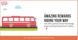 Redbus 20% instant off Plus Get 20% cashback from FreeCharge wallet payment