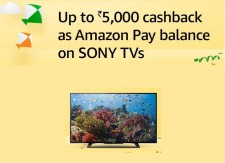 Sony LED television up to Rs 5000 cashback +10% Hdfc card instant offer