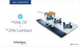 Suryaflame Gas Cooktops Flat 55% Off + Flat 25% Cashback at Paytm
