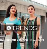 Women's Clothing  50% Off + Rs.500 Off On Rs.1499 Reliance Trends