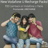 Recharge  Vodafone U packs and Get Rs. 30 PayTm cash