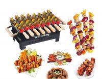 Wellberg Barbeque Grill Charcoal Barbeque with 6 Skewers with Wooden Handle, Charcoal Grill (Yellow)